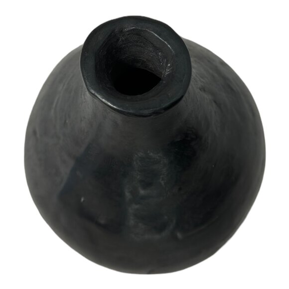 Barro Negro De Oaxaca Vintage Black Clay Vase 7" Artisan Made in Mexico - Picture 5 of 7